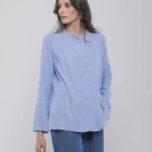 BLOUSE AJUSTÉE A MANCHES RETROUSSABLES