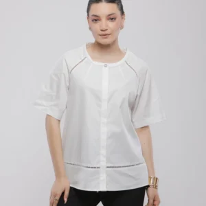 CHEMISE EN POPLINE A COL ROND