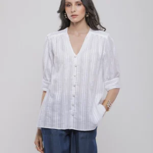 CHEMISE FLUIDE SANS COL À RAYURES