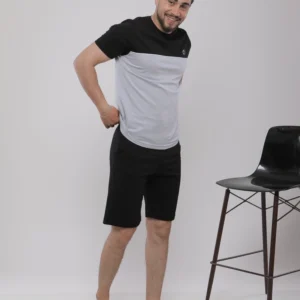 PYJASHORT BICOLORE À COL ROND