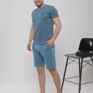 PYJAMA-SHORT A RAYURES COL EN V