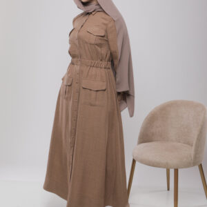 ROBE LONGUE CARGO À TAILLE CINTRÉE