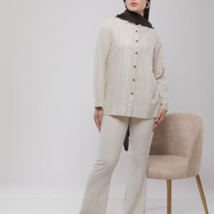 CHEMISE LONGUE EN LIN À RAYURES