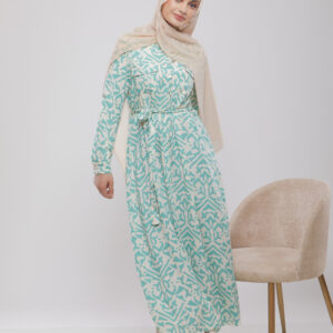 ROBE LONGUE IMPRIMÉE À CEINTURE