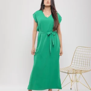 ROBE LONGUE COUPE DROITE AVEC VEINTURE A NOUER