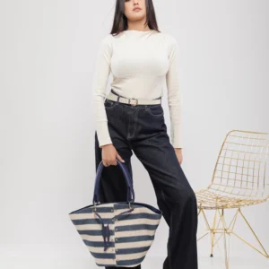JEAN WIDE LEG EN DENIM À TAILLE HAUTE