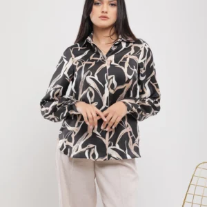 CHEMISE SATINÉE À MANCHES LONGUES