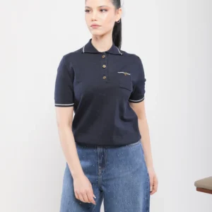 PULL POLO EN MAILLE AVEC BOUTONS DORÉS