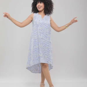 ROBE MI-LONGUE FLUIDE SANS MANCHES À COL V