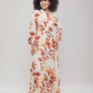 ROBE CHEMISE LONGUE CEINTURÉE
