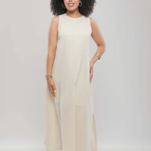 ROBE LONGUE SANS MANCHES À COL ROND