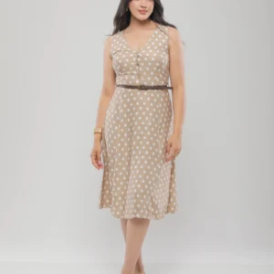 ROBE MI-LONGUE À POIS ÉLÉGANTE ET FÉMININE