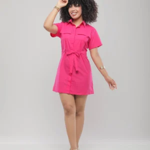 ROBE CHEMISE COURTE CEINTURÉE