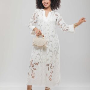 ROBE LONGUE BRODÉE À MOTIFS FLORAUX