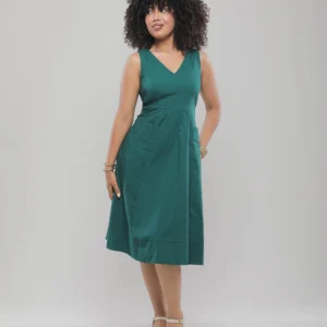 ROBE MI-LONGUE ÉVASÉE DÉCOLLETÉ EN V