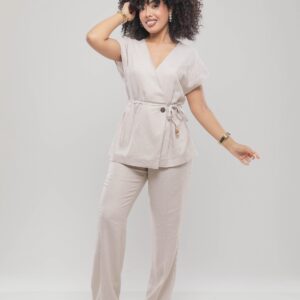 ENSEMBLE FLUIDE À CEINTURE ET PANTALON LARGE