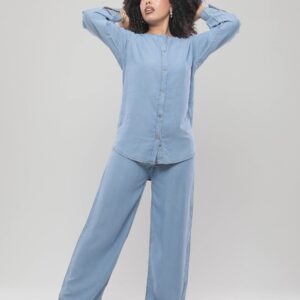 PANTALON LARGE FLUIDE A TAILLE HAUTE
