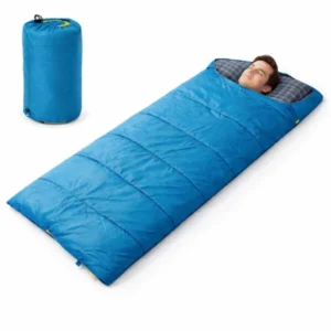 Sac de couchage compact FROYAK bleu – Léger, confortable et facile à transporter 200 × 80 cm