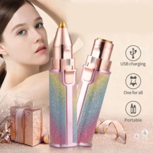 Tondeuse Électrique 2 en 1 pour Sourcils & Visage – Mini Rasoir Féminin Indolore avec Lumière LED, Épilateur Rechargeable