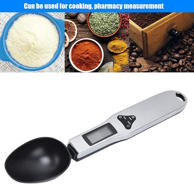 Balance à Cuillère Numérique de Cuisine Multifonctions avec écran LCD en Noir 1 Balance à Cuillère Numérique de Cuisine Multifonctions avec écran LCD en Noir