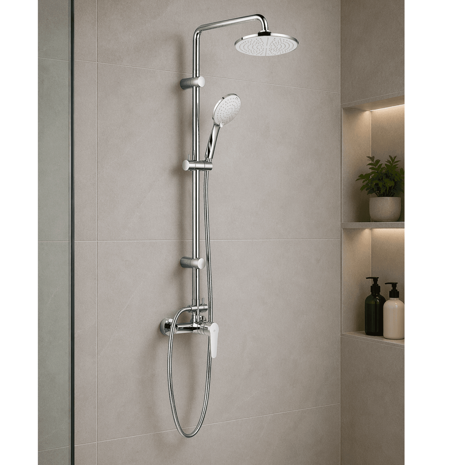 Colonne de Douche Ronde Complète avec Mitigeur Chromé 1 Colonne de Douche Ronde Complète avec Mitigeur Chromé