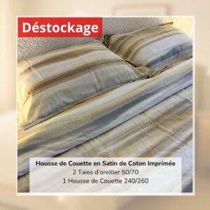Déstockage! Housse de Couette en Satin de Coton Imprimé P30036 240/260 et 2 Taies