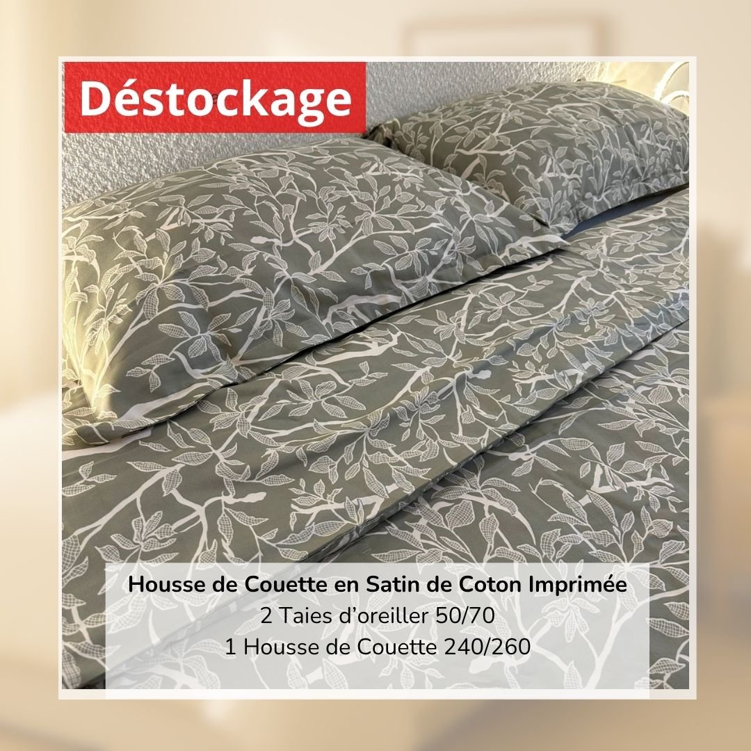 Déstockage! Housse de Couette en Satin de Coton Imprimé V03217 240/260 et 2 Taies 1 Déstockage! Housse de Couette en Satin de Coton Imprimé V03217 240/260 et 2 Taies