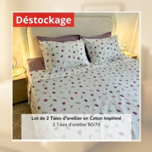 Déstockage! Lot de 2 Taies d’oreiller en Coton Imprimé L29529