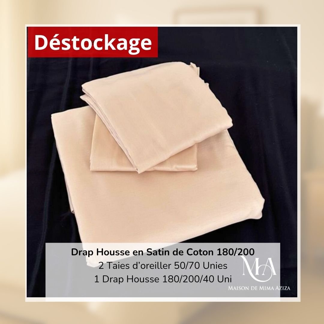 Déstockage! Drap Housse en Satin de Coton Beige Rosé Uni 180/200 et 2 Taies 1 Déstockage! Drap Housse en Satin de Coton Beige Rosé Uni 180/200 et 2 Taies