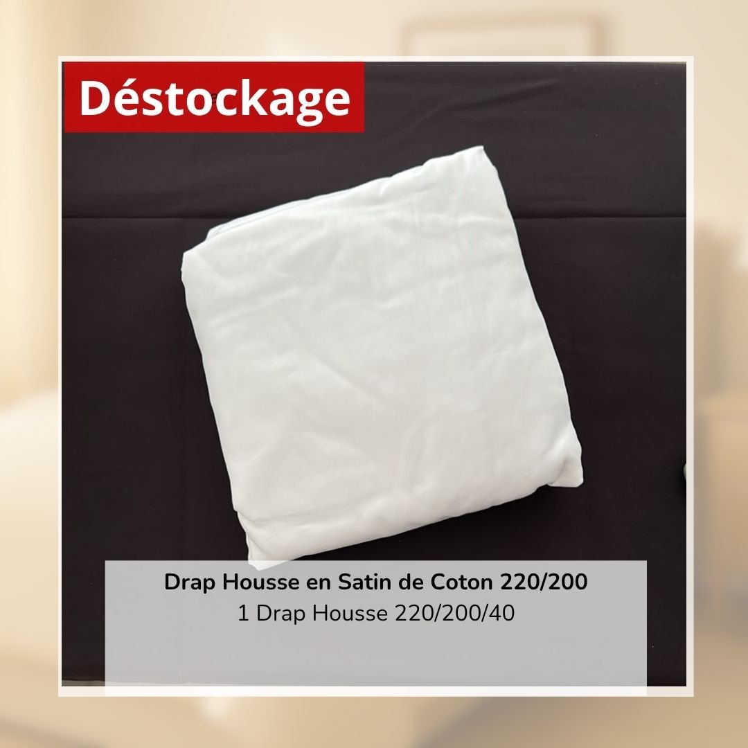 Déstockage! Drap Housse en Satin de Coton Blanc Uni 220/200 1 Déstockage! Drap Housse en Satin de Coton Blanc Uni 220/200
