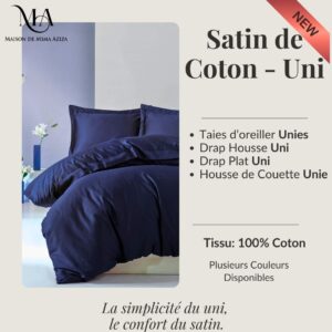Parure de Lit en Satin de Coton – Uni