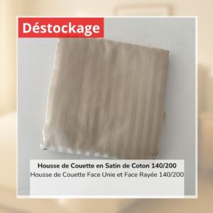Déstockage! Housse de Couette en Satin de Coton Beige Clair 140/200