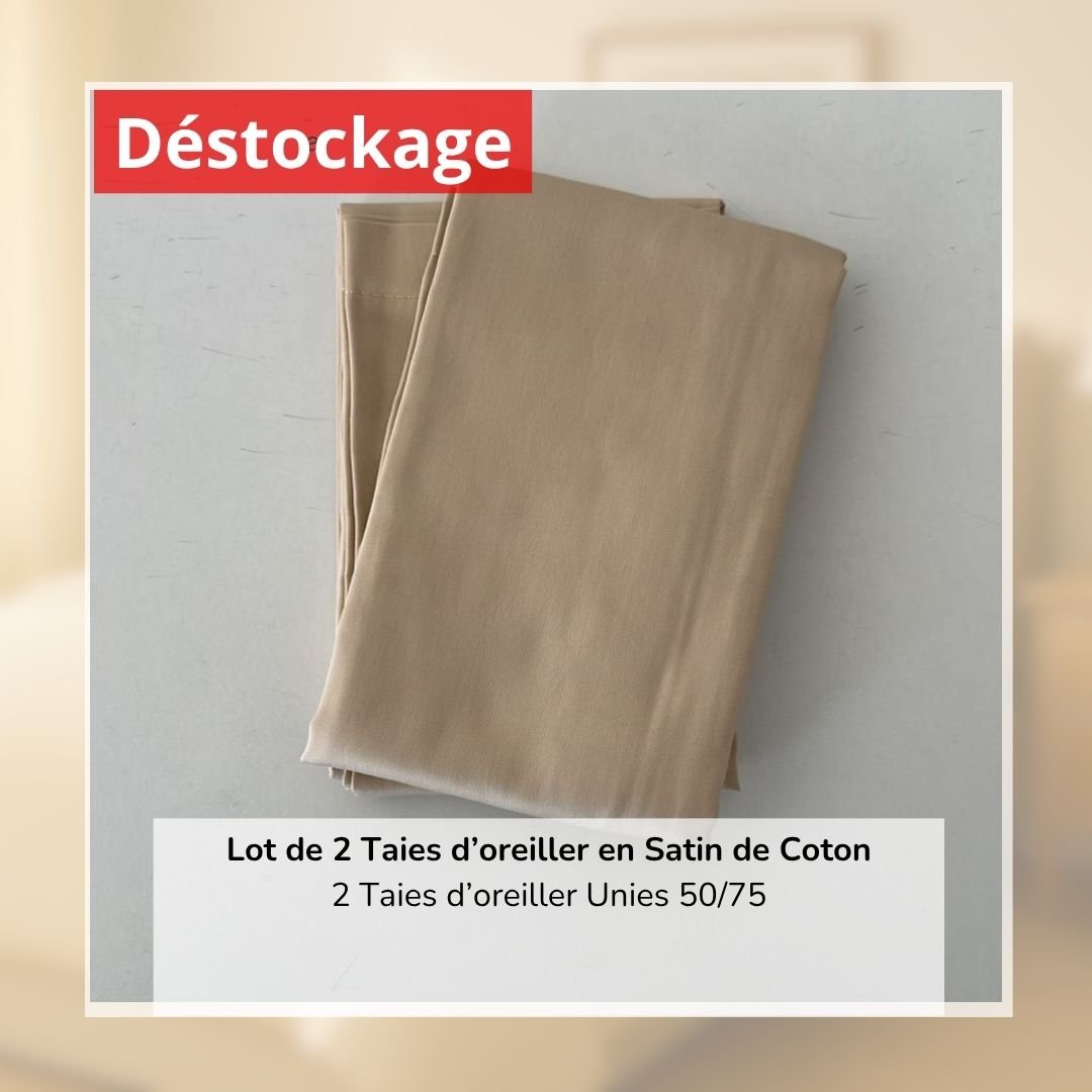 Déstockage! Lot de 2 Taies d’oreiller en Satin de Coton Champagne Uni (50/75 cm) 1 Déstockage! Lot de 2 Taies d’oreiller en Satin de Coton Champagne Uni (50/75 cm)