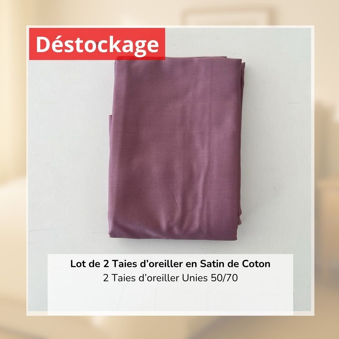 Déstockage! Lot de 2 Taies d’oreiller en Satin de Coton Parme Clair Uni (50/70 cm) 1 Déstockage! Lot de 2 Taies d’oreiller en Satin de Coton Parme Clair Uni (50/70 cm)