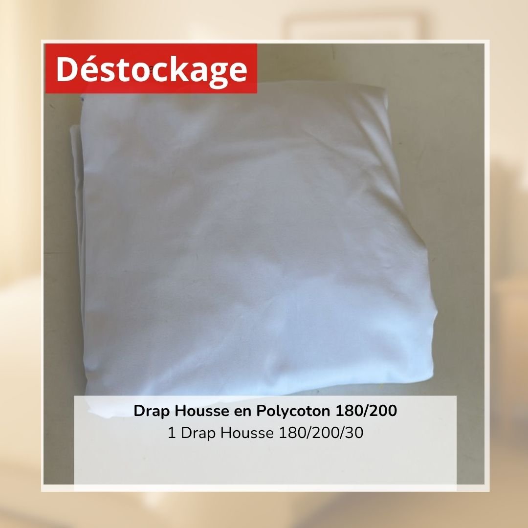 Déstockage! Drap Housse en PolyCoton Blanc 180/200 1 Déstockage! Drap Housse en PolyCoton Blanc 180/200