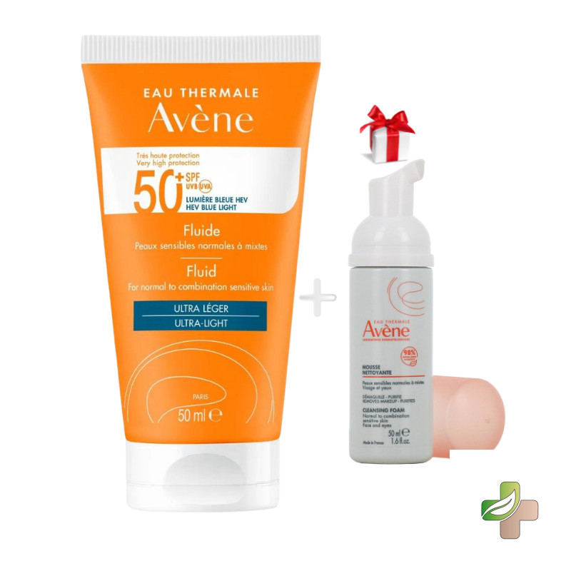 Avène Fluide Spf 50 + + Mousse Nettoyante 50 Ml Offerte 1 Avène Fluide Spf 50 + + Mousse Nettoyante 50 Ml Offerte
