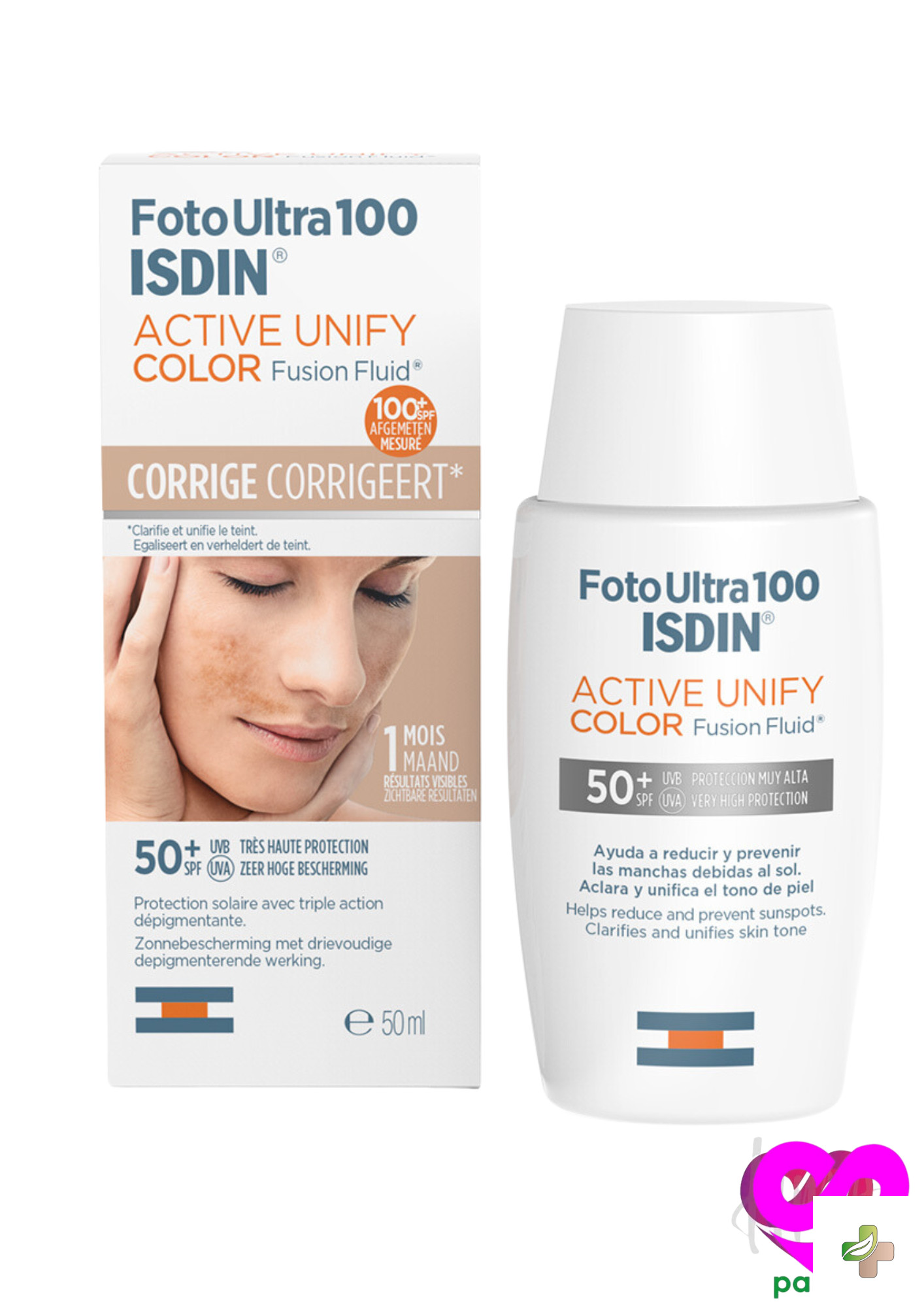 Foto Ultra 100 Isdin Active Unify Color Fusion Fluid SPF 50+ 1 Foto Ultra 100 Isdin Active Unify Color Fusion Fluid SPF 50+