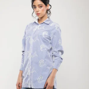 CHEMISE BRODÉE À RAYURES