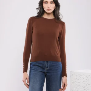 PULL COL ROND EN MAILLE VISCOSE MANCHES LONGUES