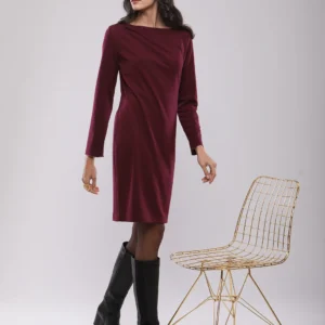 ROBE MIDI DRAPÉE À ENCOLURE BATEAU