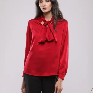 BLOUSE SATINÉE AVEC NOEUD