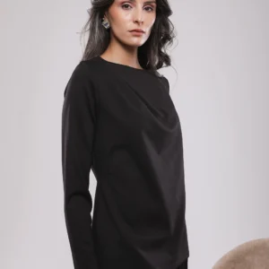 BLOUSE DRAPÉ À COL BÉNITIER