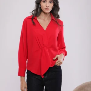 BLOUSE DRAPÉE À COL REVERS