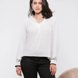 BLOUSE FLUIDE À POIGNETS CONTRASTÉS