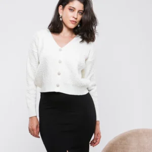GILET CARDIGAN COURT EN MAILLE