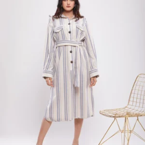 ROBE CHEMISE À RAYURES AVEC CEINTURE