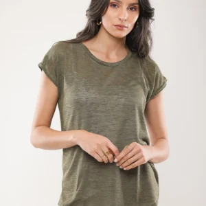T-shirt fluide en coton flammé