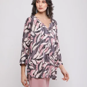 BLOUSE IMPRIME FILS MÉTALLISÉES