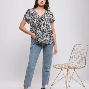BLOUSE FLUIDE IMPRIMÉ TROPICAL