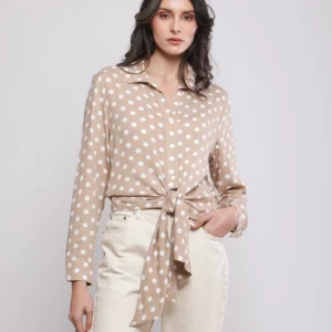 CHEMISE A POIS AVEC NŒUD A LA TAILLE